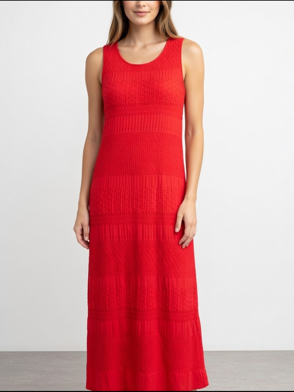 Chico's Size 12 Vibrant Textured Scoop Neck Maxi Dress - Picture 2 of 13